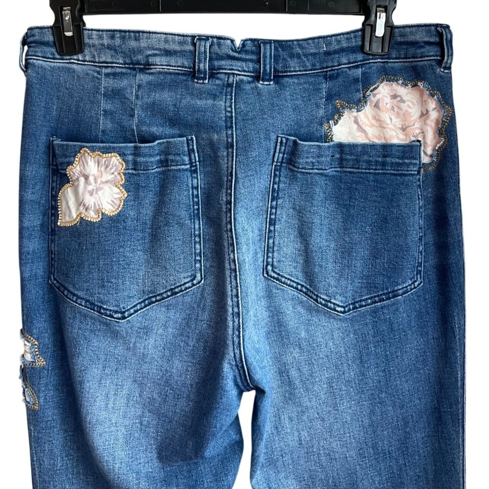 Pilcro by Anthropologie 31 High Rise Trouser Bootcut Flare Rose Patchwork Boho - Picture 8 of 16
